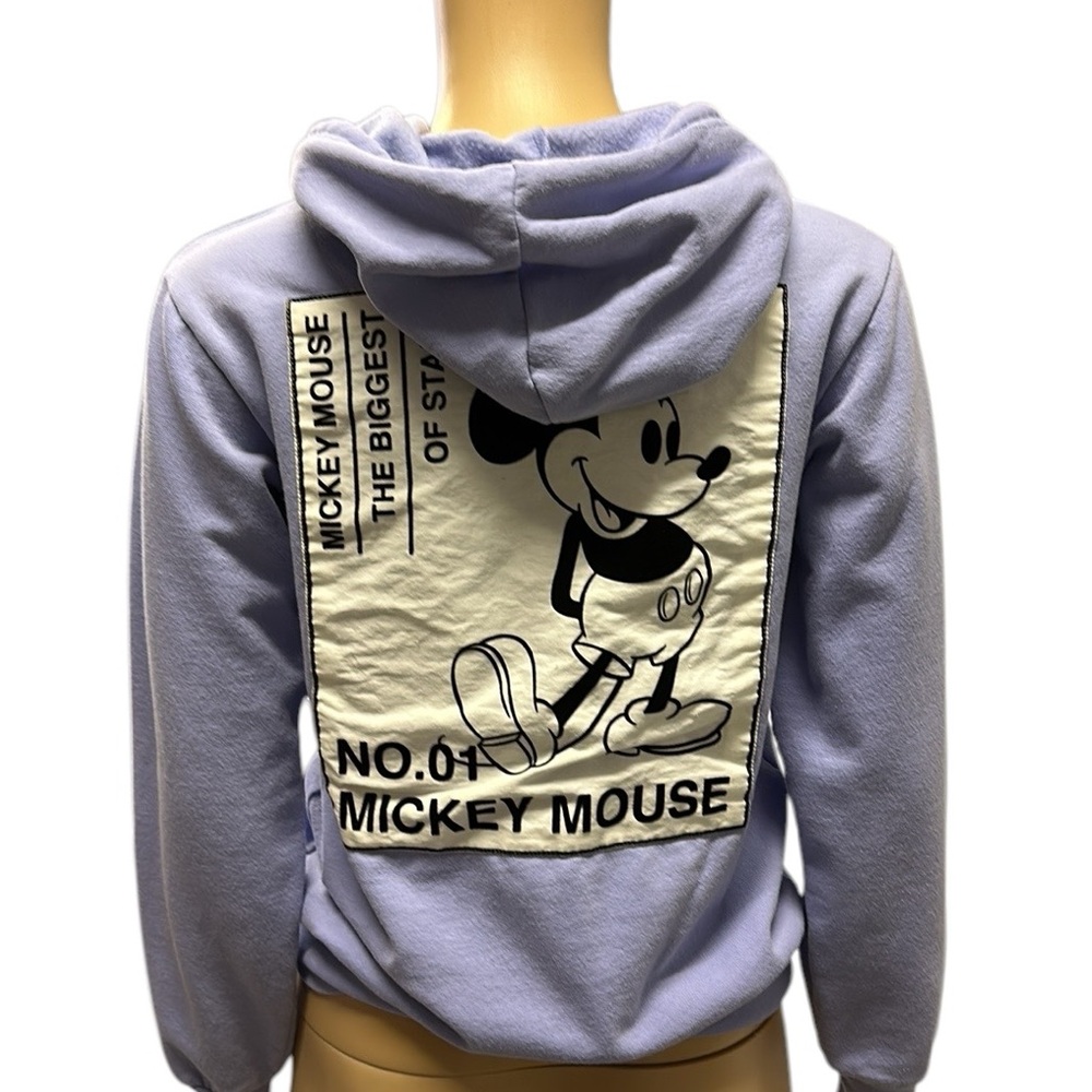 Vintage Disney Mickey Mouse Purple Embroidered Patch Back Hoodie Sweatshirt S